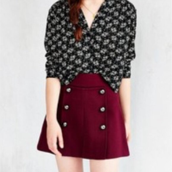 Pleated Button Panel Skirt - Cope - Picture 1 of 2